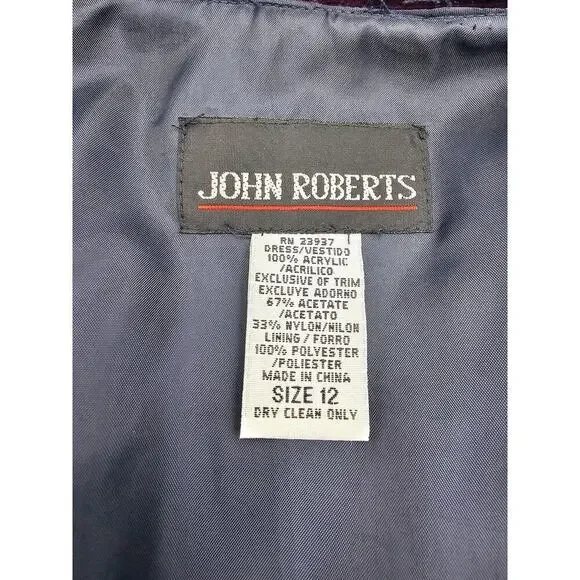 Vtg 80s/90s John Roberts Women's 12 Double Breasted Tartan Trench Midi Dress NOS - Picture 4 of 10